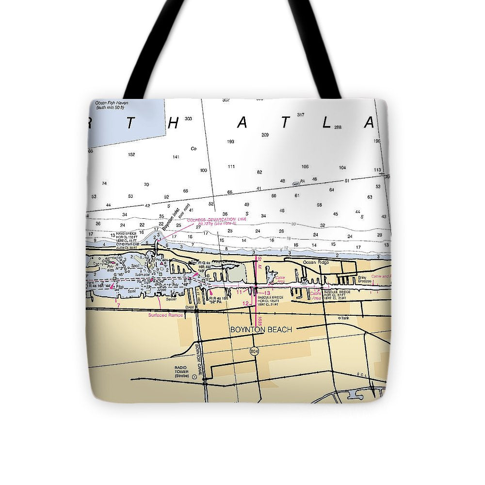 Boynton-beach -florida Nautical Chart _v6 - Tote Bag