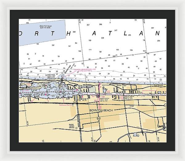 Boynton-beach -florida Nautical Chart _v6 - Framed Print