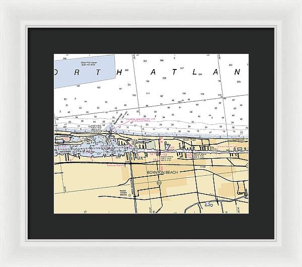 Boynton-beach -florida Nautical Chart _v6 - Framed Print