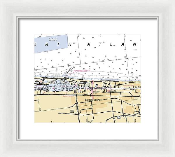 Boynton-beach -florida Nautical Chart _v6 - Framed Print