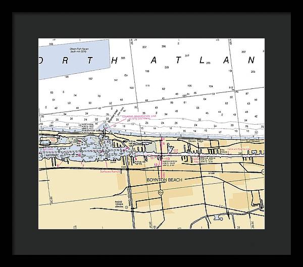 Boynton-beach -florida Nautical Chart _v6 - Framed Print