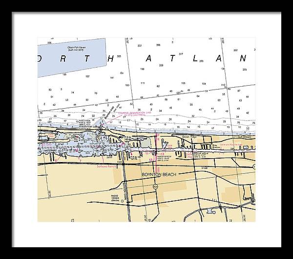 Boynton-beach -florida Nautical Chart _v6 - Framed Print