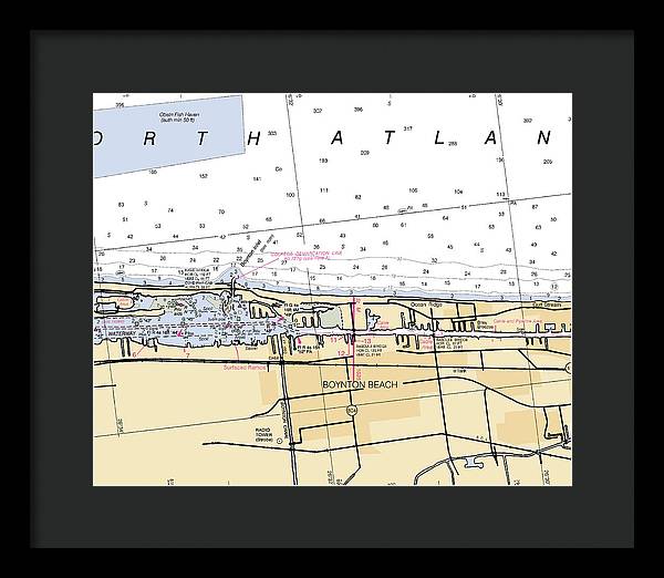 Boynton-beach -florida Nautical Chart _v6 - Framed Print