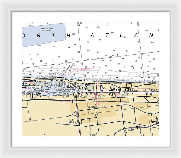 Boynton-beach -florida Nautical Chart _v6 - Framed Print