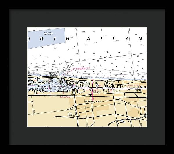 Boynton-beach -florida Nautical Chart _v6 - Framed Print