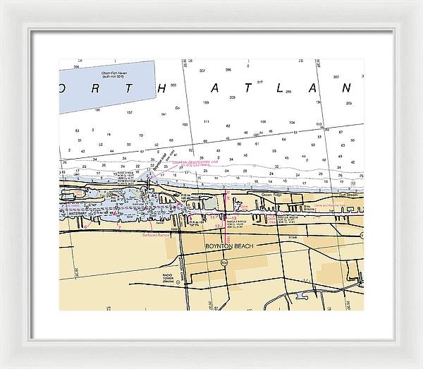 Boynton-beach -florida Nautical Chart _v6 - Framed Print