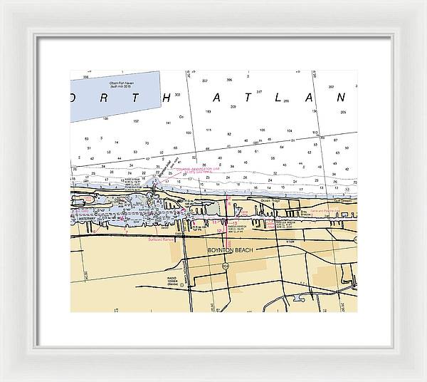 Boynton-beach -florida Nautical Chart _v6 - Framed Print