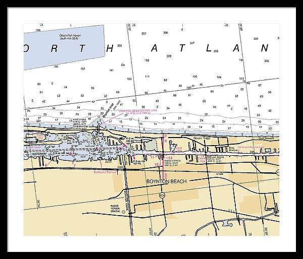 Boynton-beach -florida Nautical Chart _v6 - Framed Print