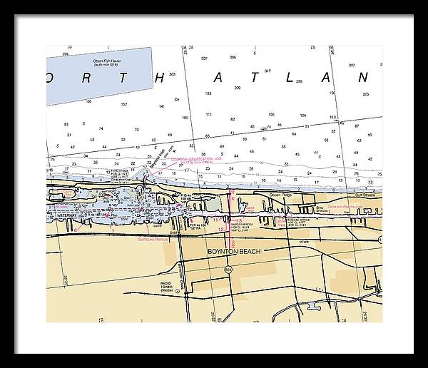 Boynton-beach -florida Nautical Chart _v6 - Framed Print