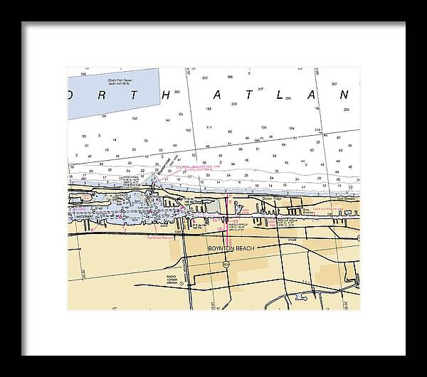 Boynton-beach -florida Nautical Chart _v6 - Framed Print