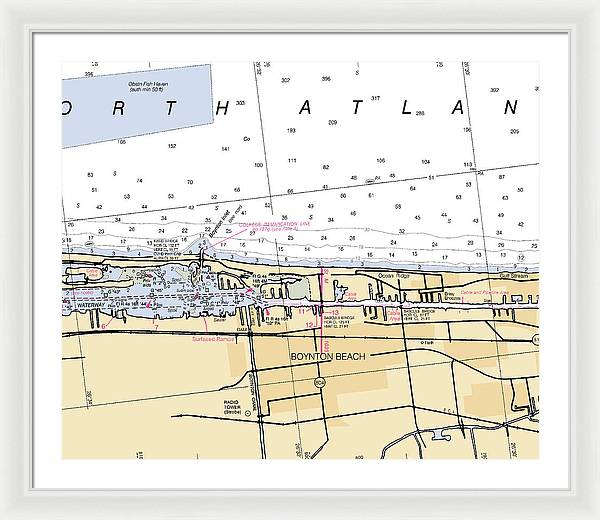 Boynton-beach -florida Nautical Chart _v6 - Framed Print