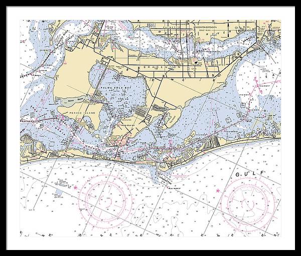 Bradenton -florida Nautical Chart _v6 - Framed Print