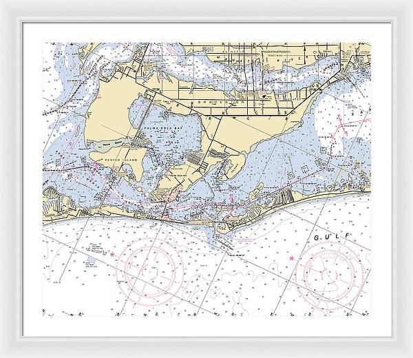 Bradenton -florida Nautical Chart _v6 - Framed Print