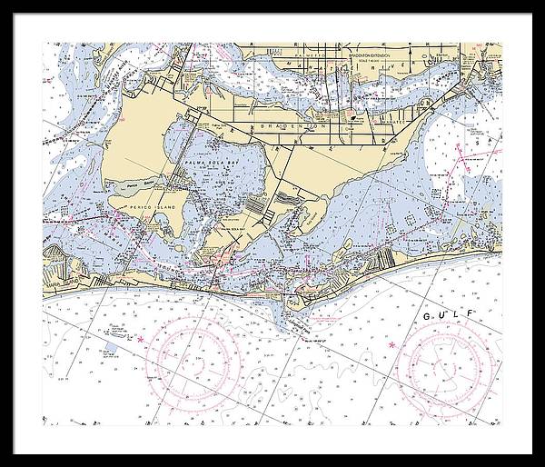 Bradenton -florida Nautical Chart _v6 - Framed Print