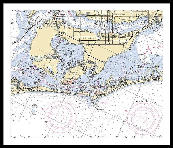 Bradenton -florida Nautical Chart _v6 - Framed Print