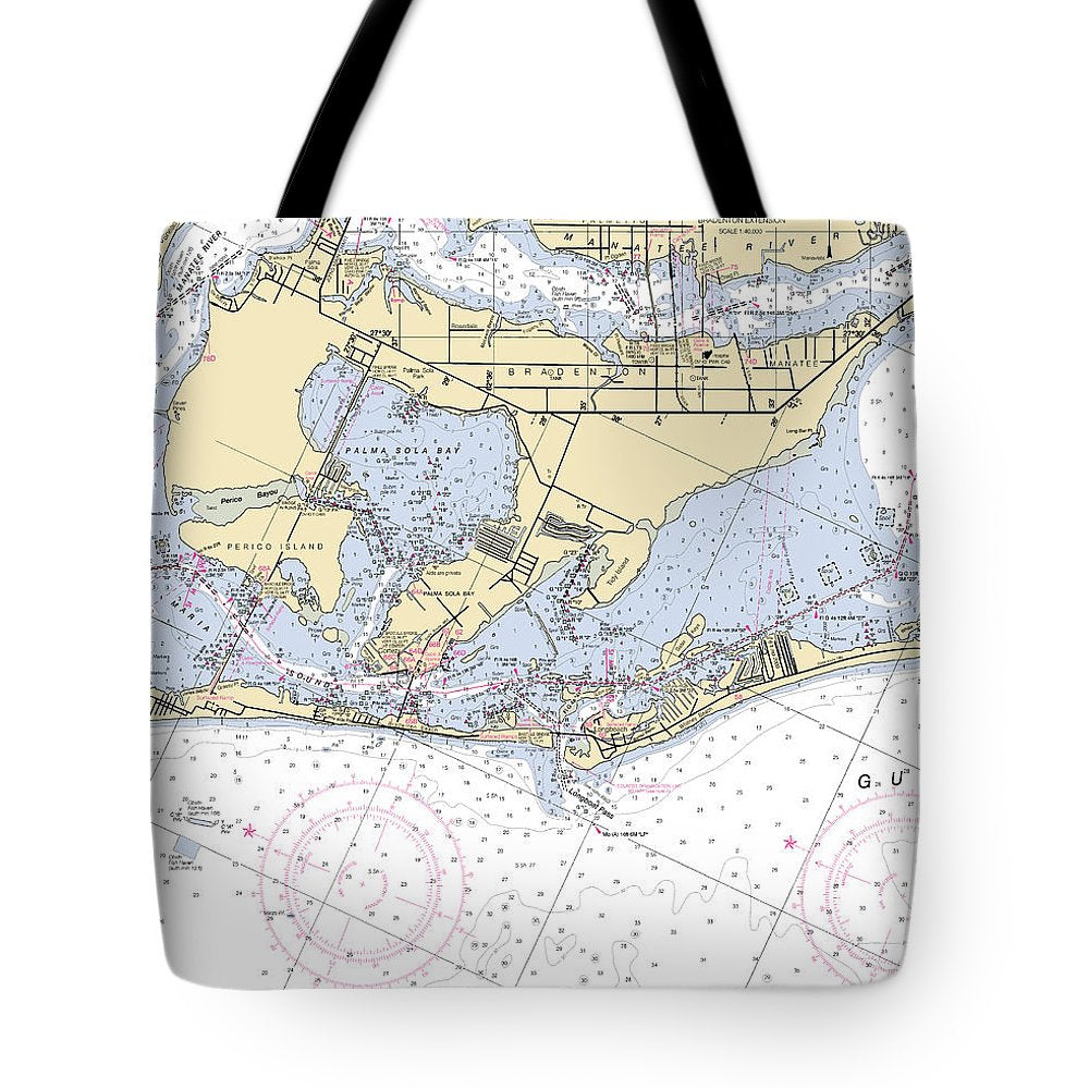 Bradenton -florida Nautical Chart _v6 - Tote Bag