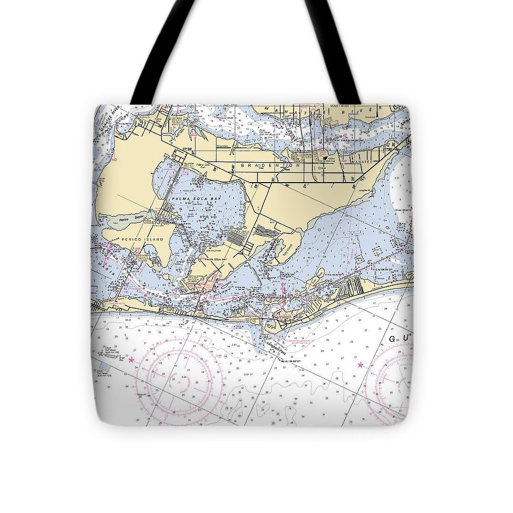 Bradenton -florida Nautical Chart _v6 - Tote Bag