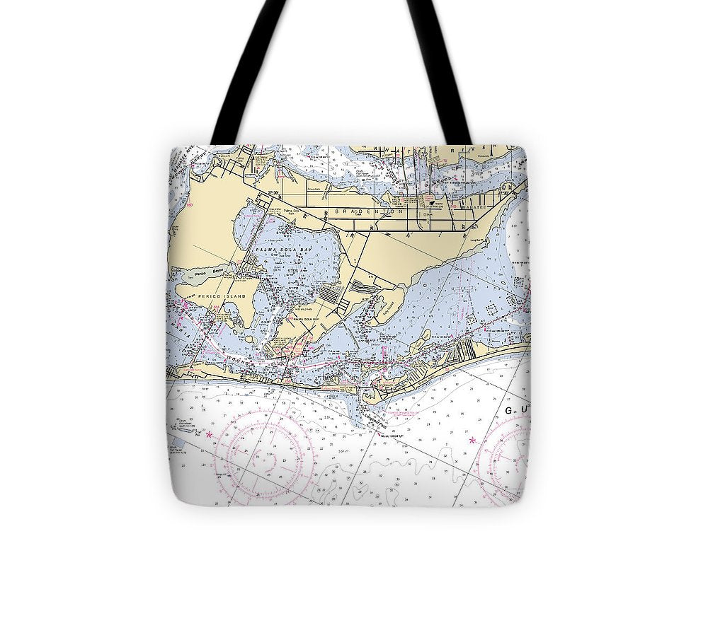 Bradenton  Florida Nautical Chart _V6 Tote Bag