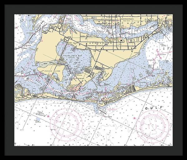 Bradenton -florida Nautical Chart _v6 - Framed Print