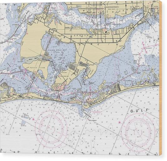 Bradenton -Florida Nautical Chart _V6 Wood Print