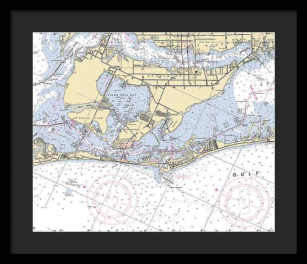 Bradenton -florida Nautical Chart _v6 - Framed Print