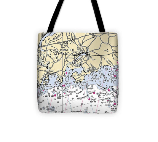Branford Connecticut Nautical Chart Tote Bag