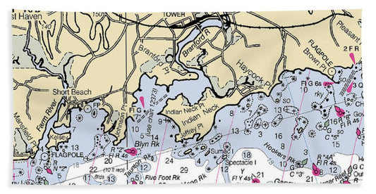 Branford Connecticut Nautical Chart Bath Towel