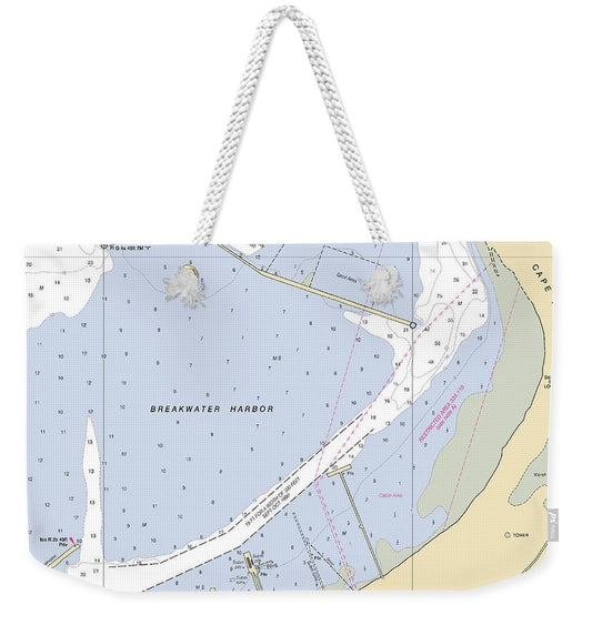 Breakwater Harbor-delaware Nautical Chart - Weekender Tote Bag