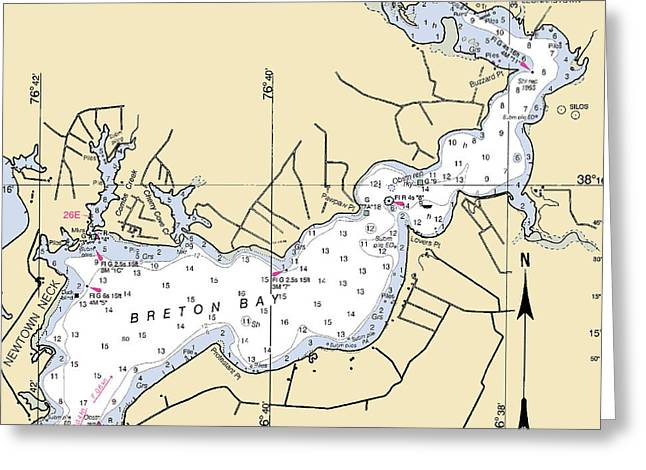 Breton Bay -maryland Nautical Chart _v2 - Greeting Card