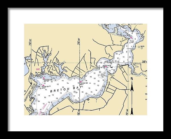 Breton Bay -maryland Nautical Chart _v2 - Framed Print