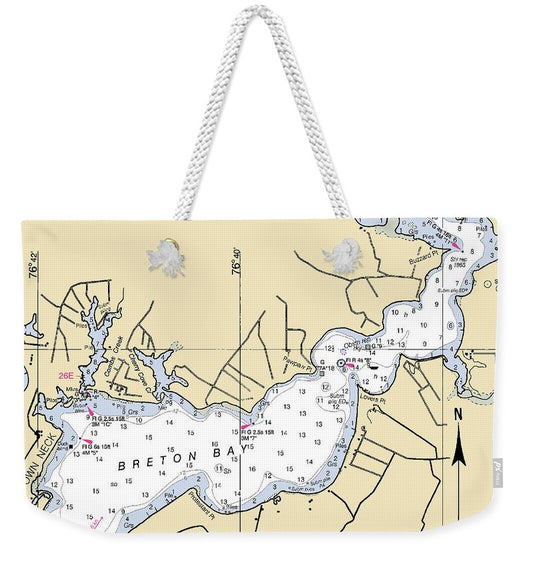 Breton Bay -maryland Nautical Chart _v2 - Weekender Tote Bag