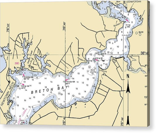 Breton Bay -Maryland Nautical Chart _V2  Acrylic Print