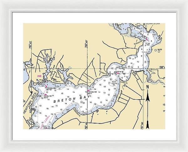 Breton Bay -maryland Nautical Chart _v2 - Framed Print