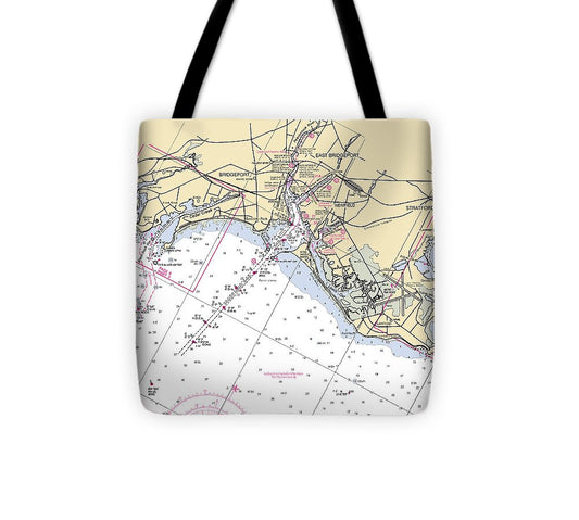 Bridgeport Connecticut Nautical Chart Tote Bag
