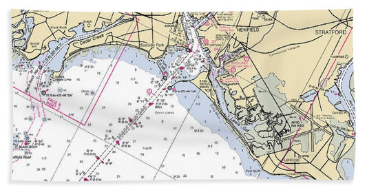 Bridgeport Connecticut Nautical Chart Bath Towel