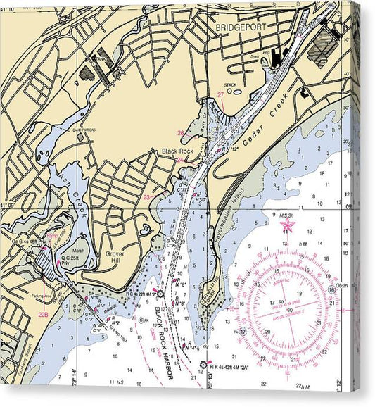 Bridgeport -Connecticut Nautical Chart _V3 Canvas Print