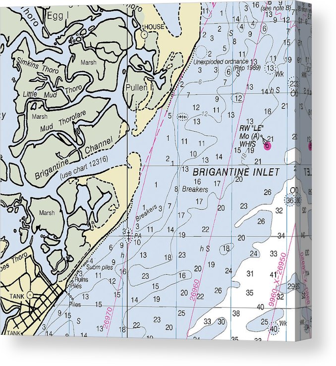 Brigantine Inlet New Jersey Nautical Chart Canvas Print