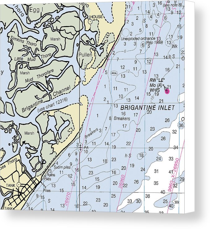 Brigantine Inlet New Jersey Nautical Chart - Canvas Print
