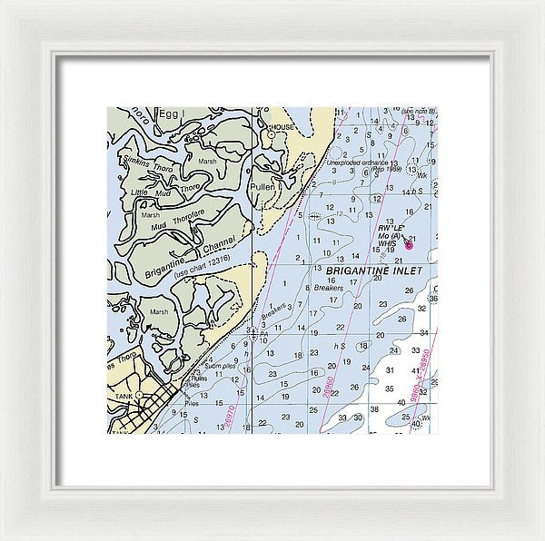 Brigantine Inlet New Jersey Nautical Chart - Framed Print