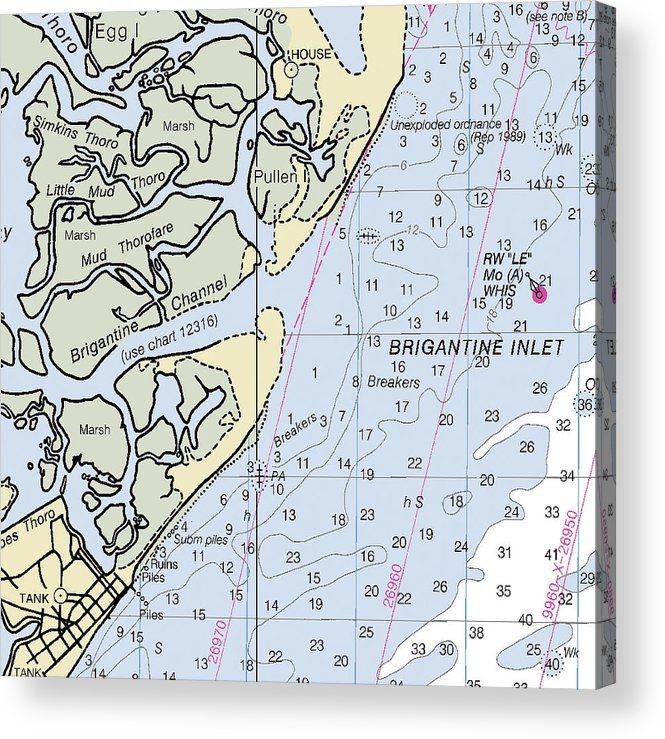 Brigantine Inlet New Jersey Nautical Chart  Acrylic Print