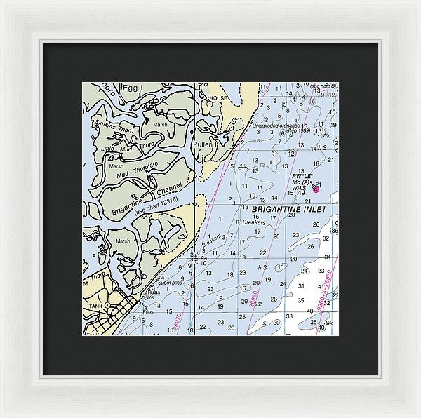 Brigantine Inlet New Jersey Nautical Chart - Framed Print