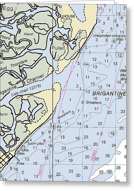 Brigantine Inlet New Jersey Nautical Chart - Greeting Card