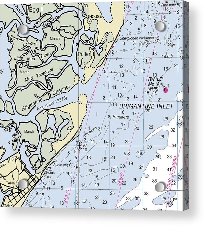 Brigantine Inlet New Jersey Nautical Chart - Acrylic Print