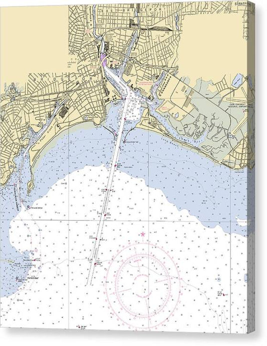 Brigdeport -Connecticut Nautical Chart _V4 Canvas Print