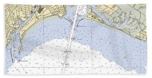 Brigdeport  Connecticut Nautical Chart _V4 Bath Towel