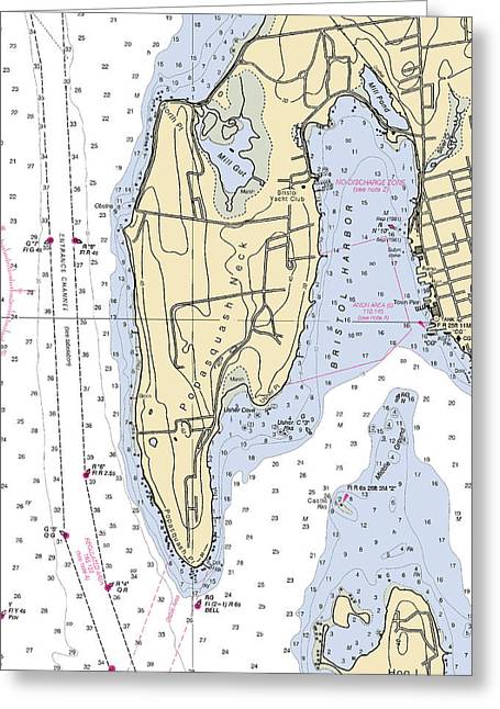 Bristol Harbor-rhode Island Nautical Chart - Greeting Card