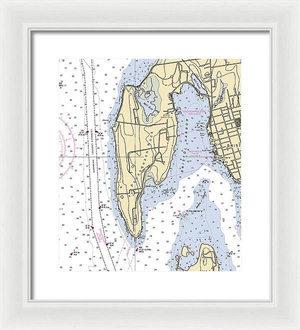 Bristol Harbor-rhode Island Nautical Chart - Framed Print