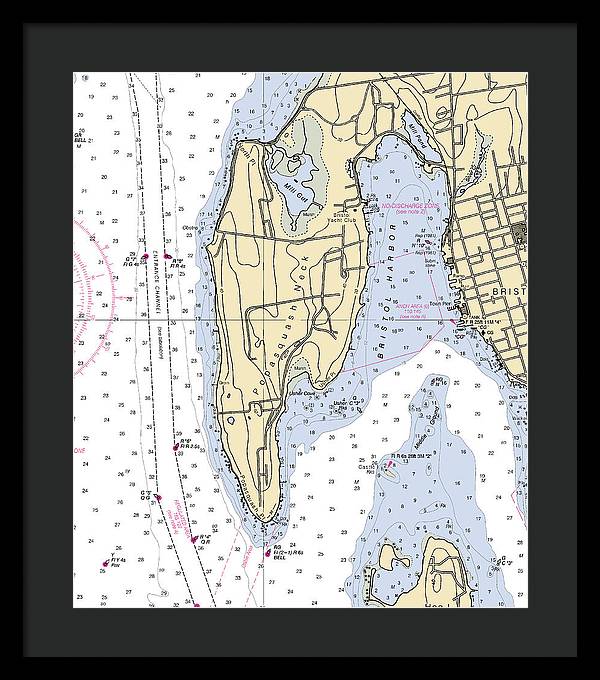 Bristol Harbor-rhode Island Nautical Chart - Framed Print