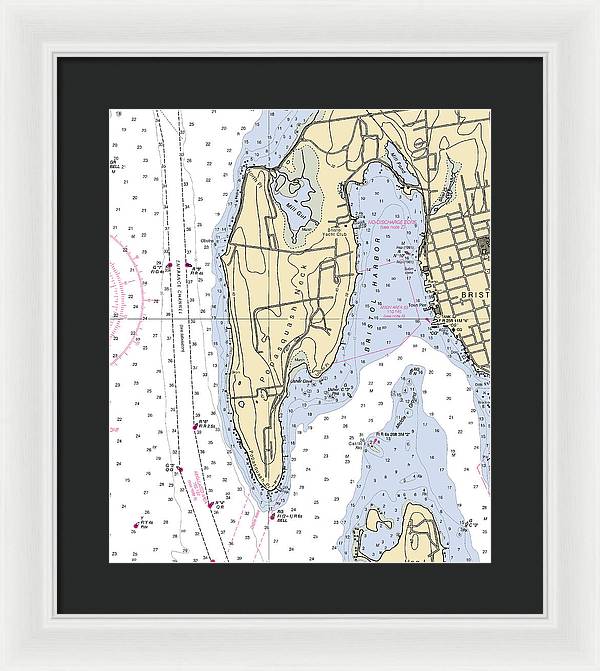 Bristol Harbor-rhode Island Nautical Chart - Framed Print