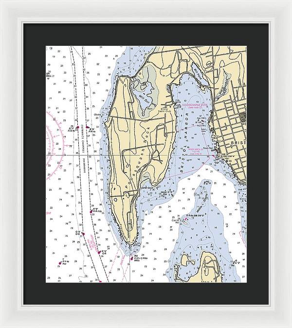 Bristol Harbor-rhode Island Nautical Chart - Framed Print